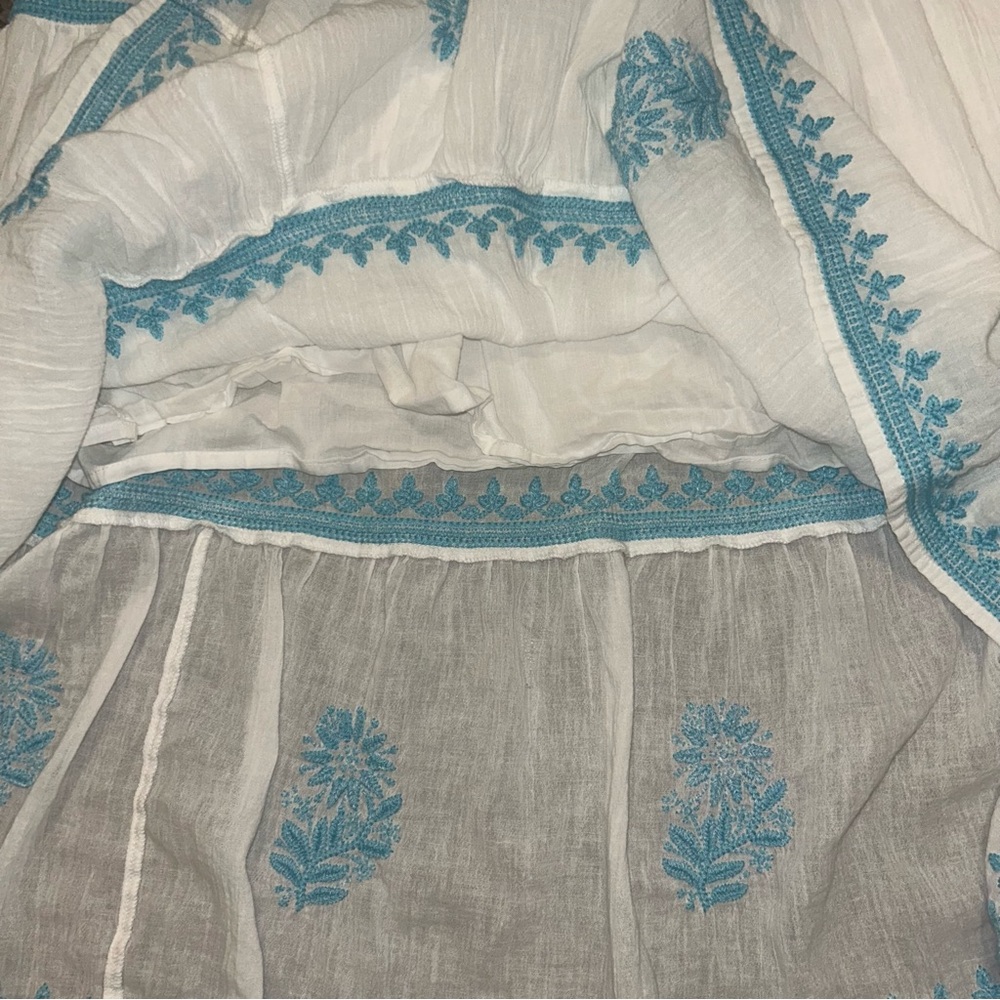 Soft Surroundings Juniper Boho White and Blue Embroidered Dress Women’s XL - Picture 4 of 7